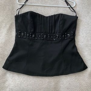 WHBM black satin corset top